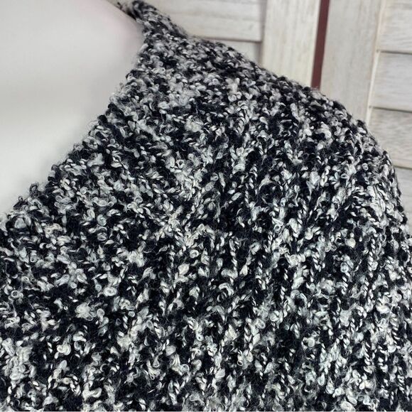 INC International Concepts Boucle Knit Crop Cardigan Sweater Black White Medium - Picture 6 of 10